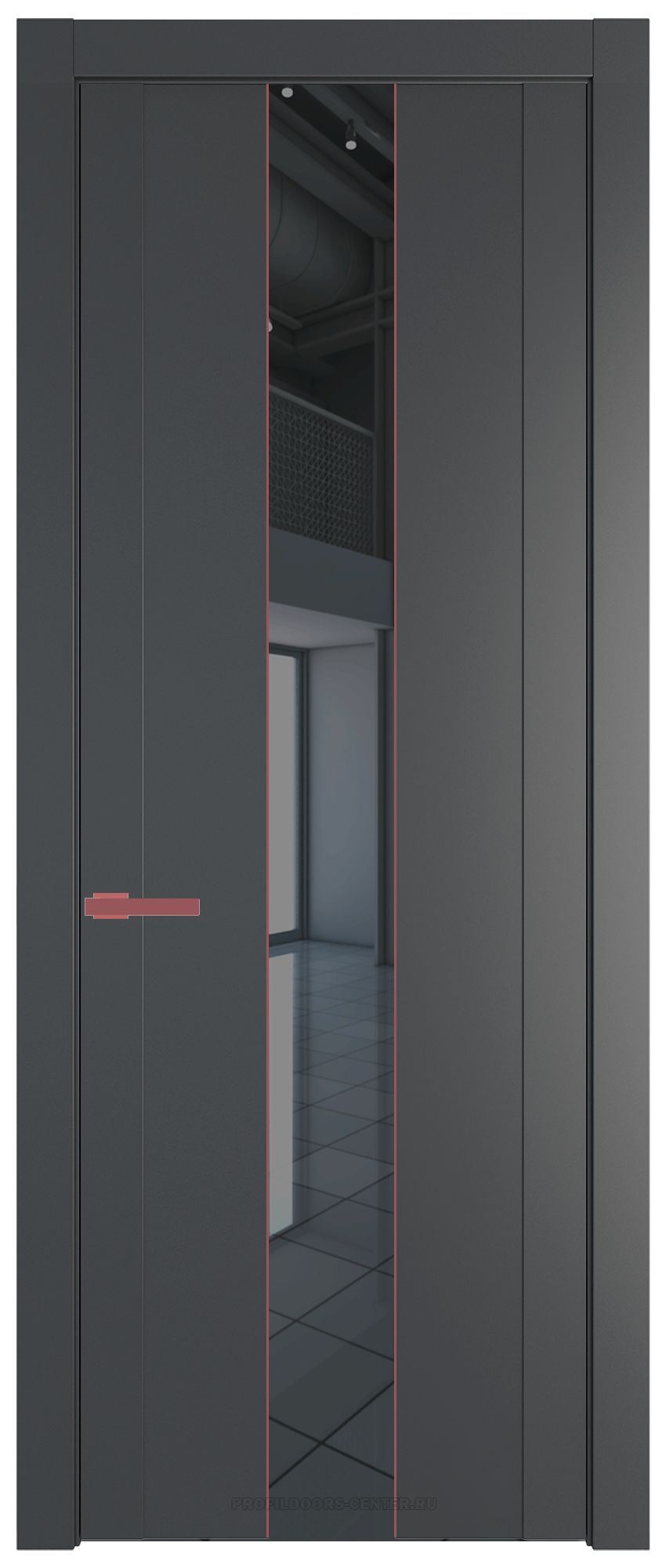 1.9P Графит Зеркало Grey молдинг Красный антрацит