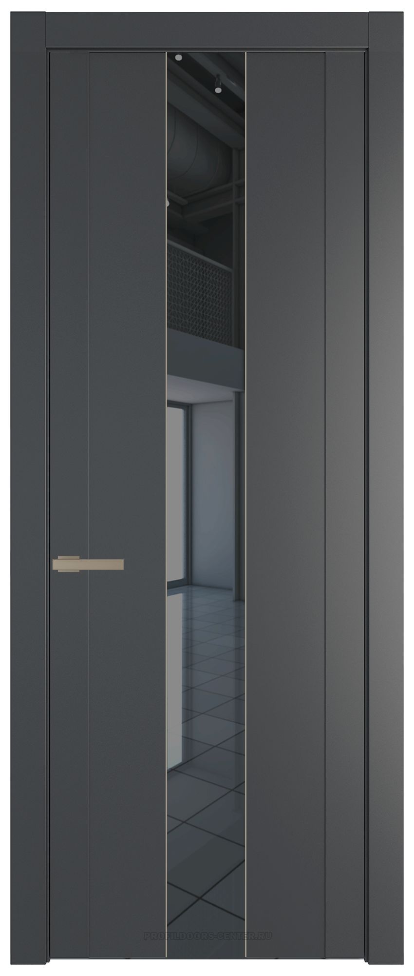 1.9P Графит Зеркало Grey молдинг Никель матовый